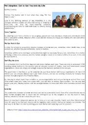 English Worksheet: Pet adoption (with exercises)