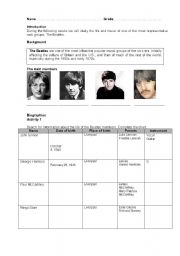 English worksheet: Beatles Biography