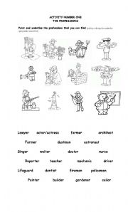 English Worksheet: the professions