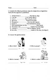 English worksheet: Comparatives and Superlatives