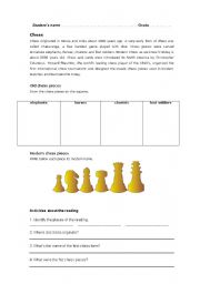 English worksheet: Chess history