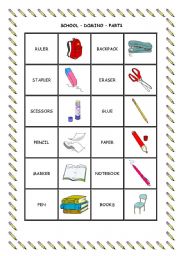 English Worksheet: SCHOOL DOMINO - PART 1