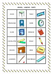 English Worksheet: SCHOOL DOMINO - PART 2