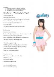 English worksheet: Katy Perry - Waking Up in Vegas Grammar Assignment