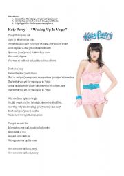 English Worksheet: Katy Perry - Waking Up in Vegas Grammar Assignment