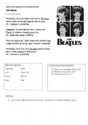 English Worksheet: The Beatles-Yesterday