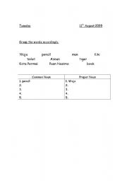 English worksheet: common and proper noun