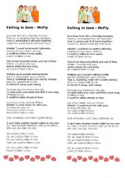 English worksheet: Falling in Love - Song by McFly
