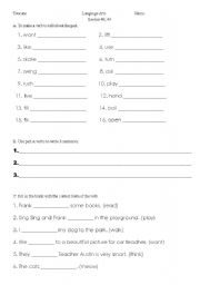 English Worksheet: Past tense of berb
