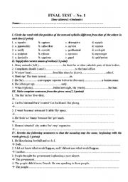 English worksheet: test