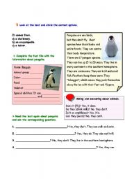 English Worksheet: PENGUINS