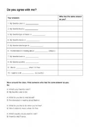 English worksheet: Find someone who/Interests