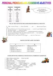 English Worksheet: PRONOUNS AND POSSESSIVE ADECTIVES
