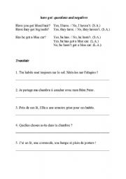 English worksheet: have got: questions and negatives