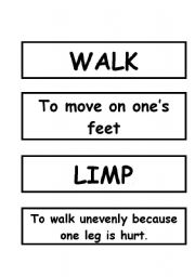 English worksheet: ways of walking game