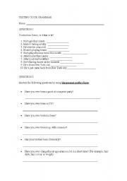 English worksheet: Contraction forms has or is and present perfect form