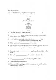 English worksheet: Everyday expressions