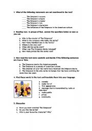 English Worksheet: FAMILIES: The Simpsons