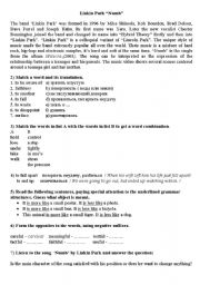 English Worksheet: Numb by Linking Park