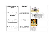 English worksheet: ESL Bowling Terms and definitions with images