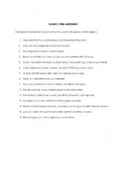 English worksheet: subject-verb agreement