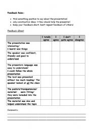 English Worksheet: Feedback Sheet