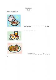 English Worksheet: meals