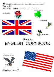 page 1 of an English copybook (notebook)