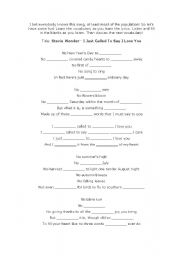 English Worksheet: I Just Called To Say I Love You Vocabulary Activity