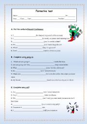 English worksheet: Formative test