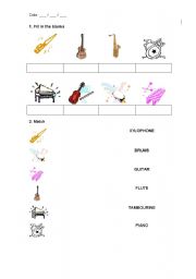 English worksheet: Musical instruments 