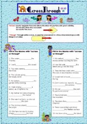 English Worksheet: Across, through