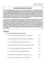 English worksheet: Many health foods saltier than Big Macs