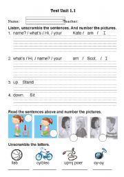 English worksheet: Unscramble sentence,