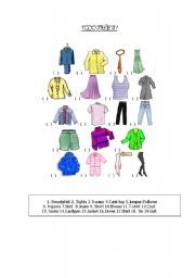 English Worksheet: Clothes