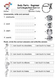 English Worksheet: Body Parts