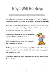 English Worksheet: Cliche Comprehension Passage