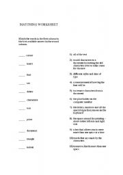 English worksheet: Matching Worksheet