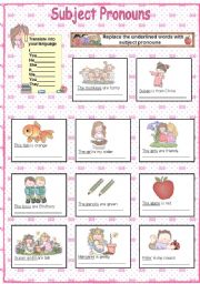 English Worksheet: Subject pronouns