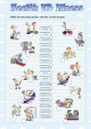 English Worksheet: HEALTH vs ILLNESS - MATCH (1)