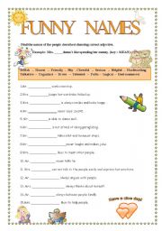 English Worksheet: FUNNY NAMES