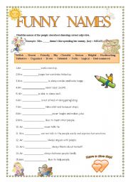 English Worksheet: FUNNY NAMES