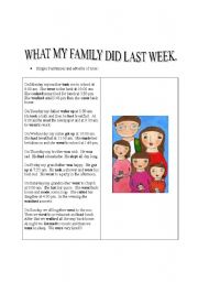 English Worksheet: Activities done last week