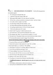 English Worksheet: reported speech