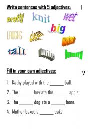 English worksheet: Adjective work cards (set 1)