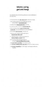 English worksheet: IDIOMS