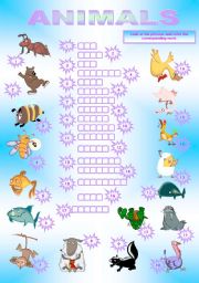 English Worksheet: ANIMALS SPELLING