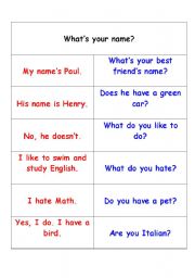 English Worksheet: Domino