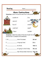 English Worksheet: CONTRACTIONS (2/2)