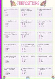 English Worksheet: PREPOSITIONS TEST MULTICHOICE